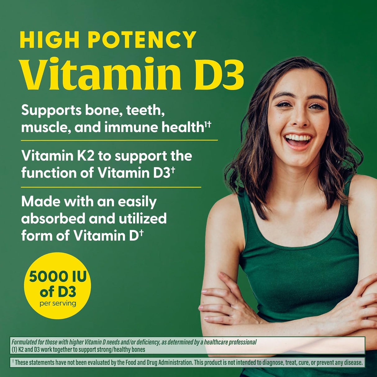 MegaFood Vitamina D3 5000 IU Suplemento Vegetariano K2, 60 cápsulas