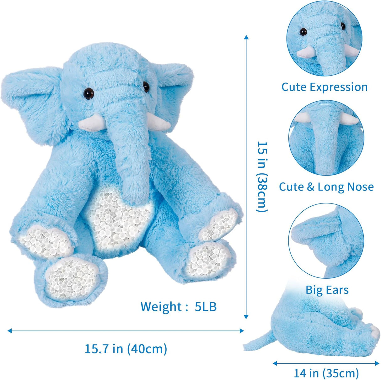 Peluche gigante de Elefante super suave color azul