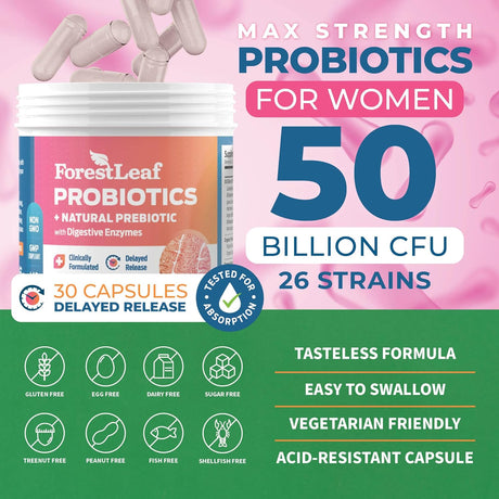 Probiótico para mujer de 50 mil millones de UFC ForestLeaf