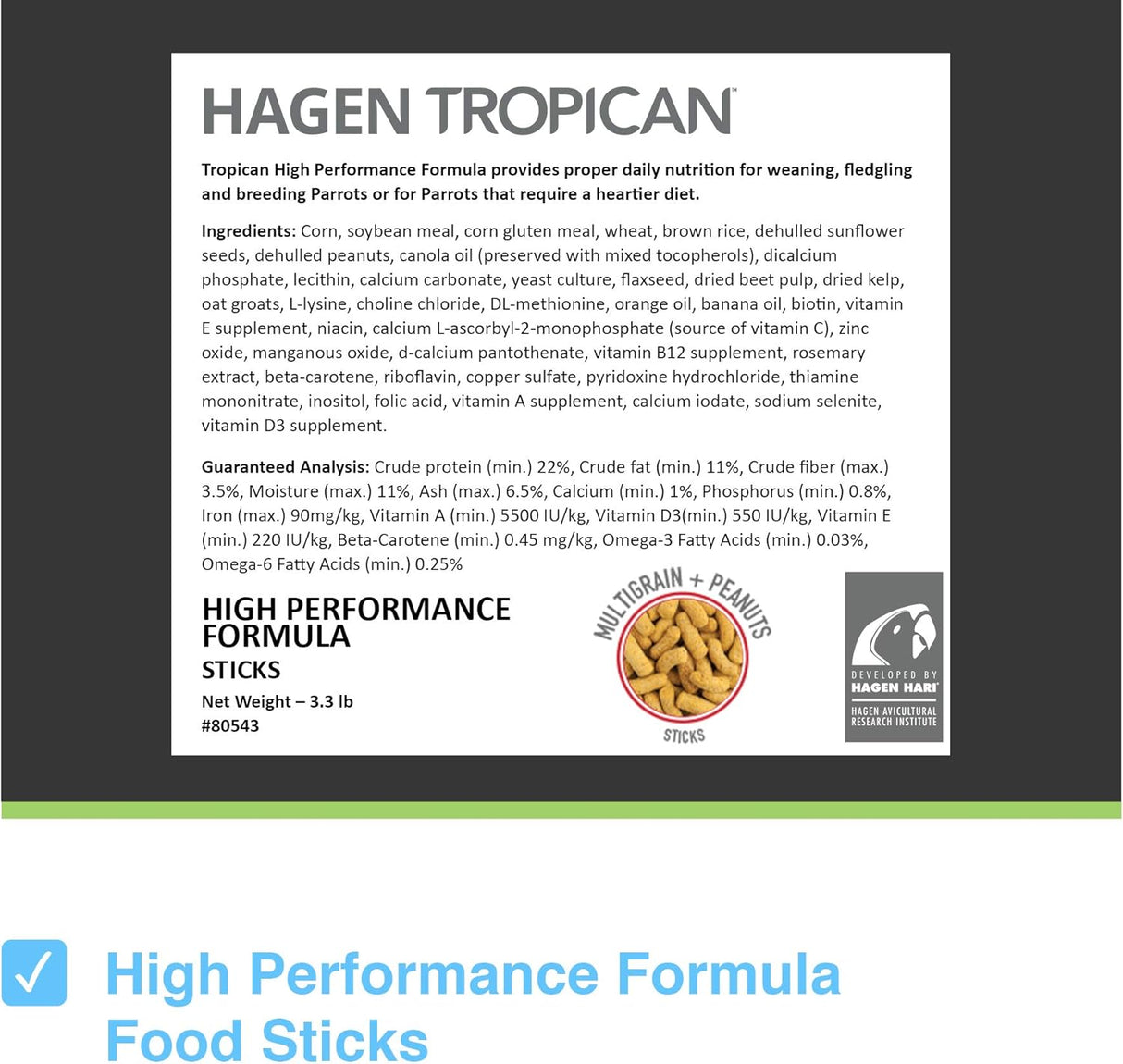 Hari Hagen Tropican - Alimento de loro de alto 3.3 libras