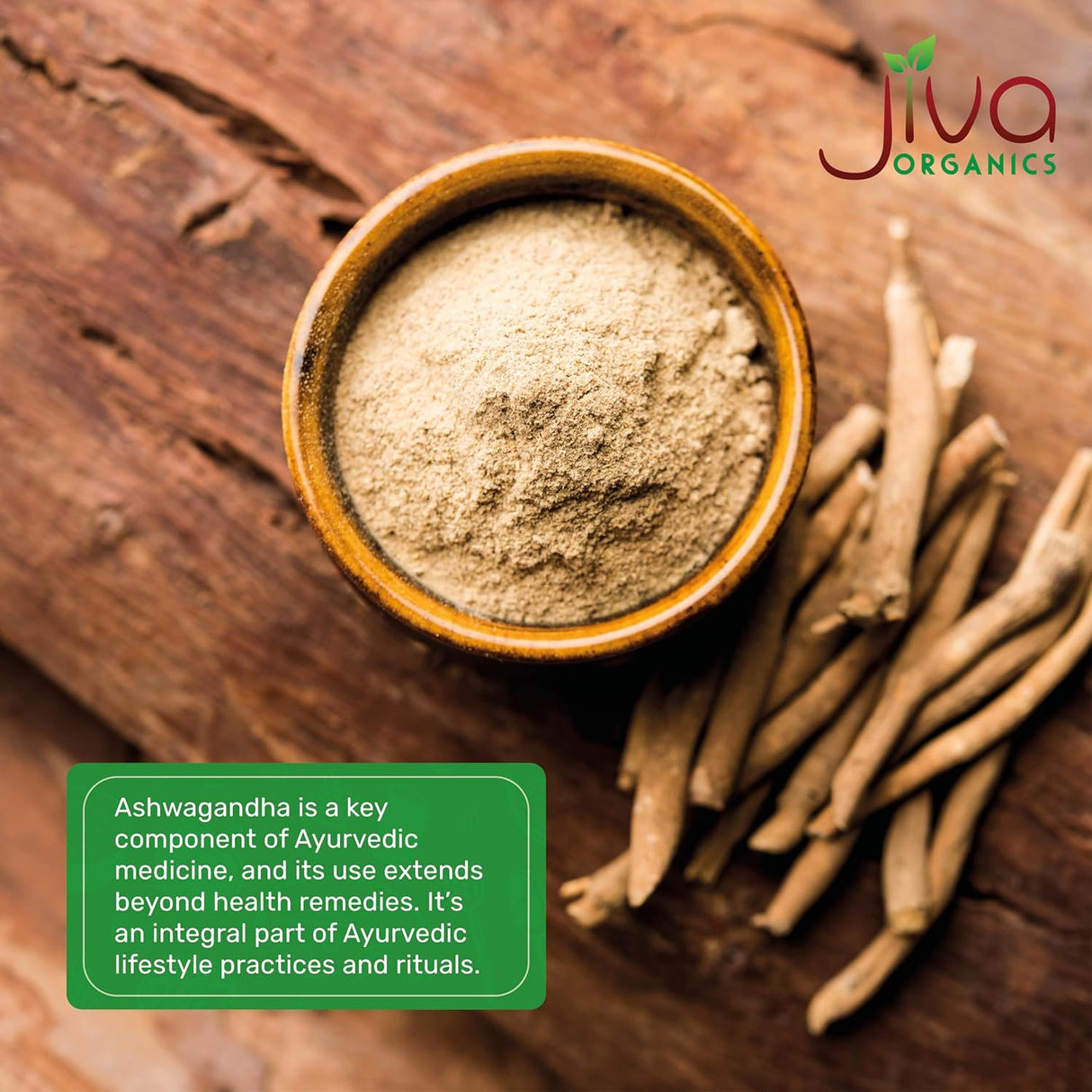 Polvo de raíz de Ashwagandha 1.25 lb Jiva Organics - Puro, No GMO