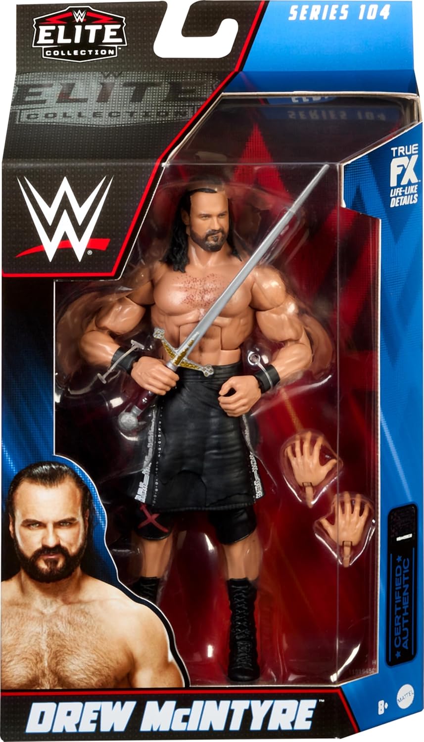 Figura de Acción Drew McIntyre Elite - Mattel, 6 pulgadas, Detalle