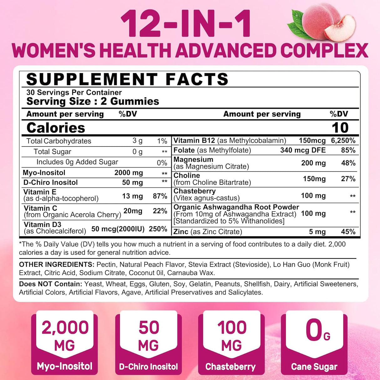 Gomitas de Inositol + Chasteberry, 2000mg, 60u
