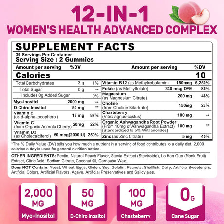 Gomitas de Inositol + Chasteberry, 2000mg, 60u