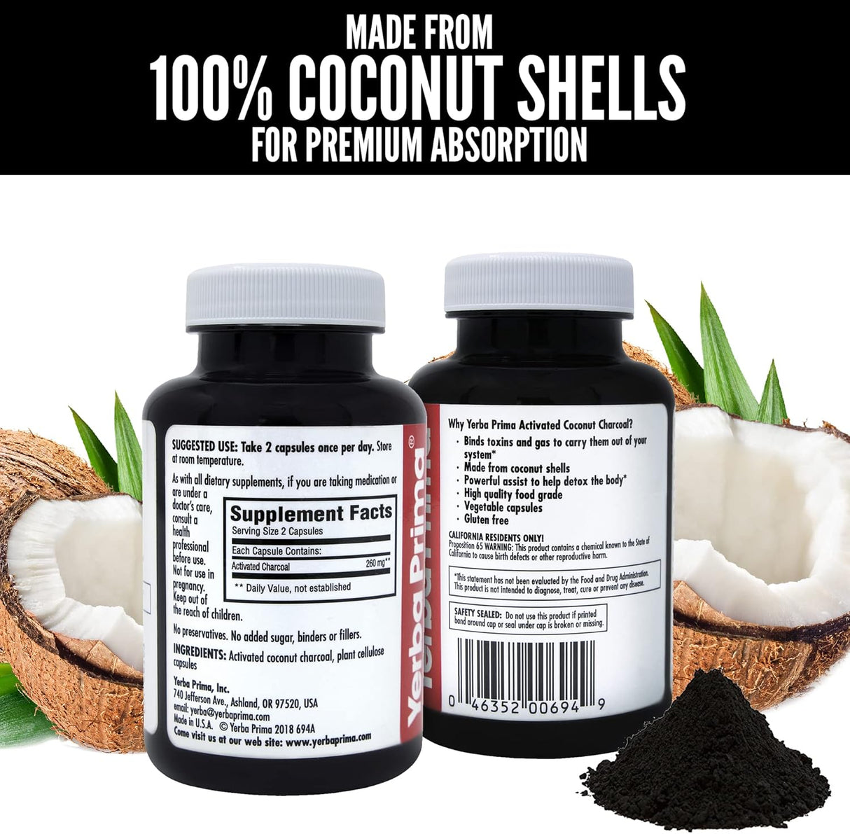 Cápsulas Vegetarianas de Carbón de Coco Activado