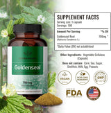 Suplemento de raíz Goldenseal  Pastillas orgánicas 100 cáp