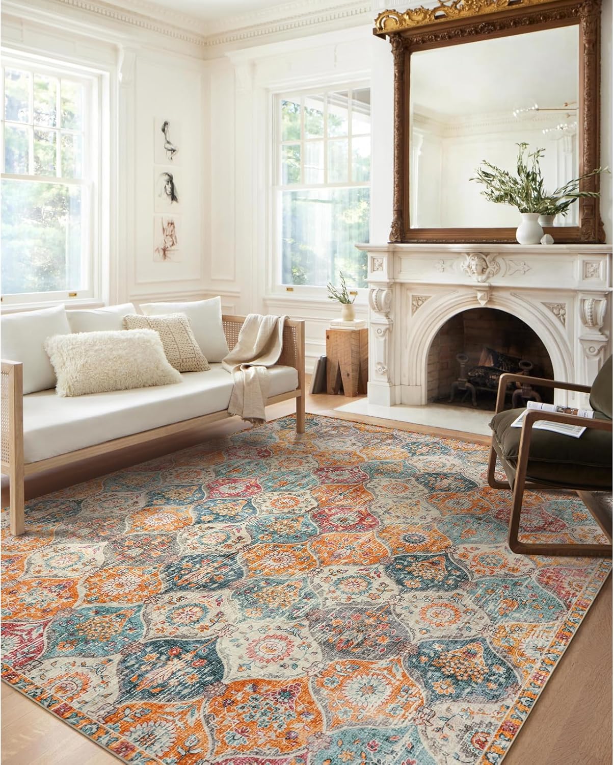 Alfombra marroquí de 8 x 10 oriental para sala Lahome