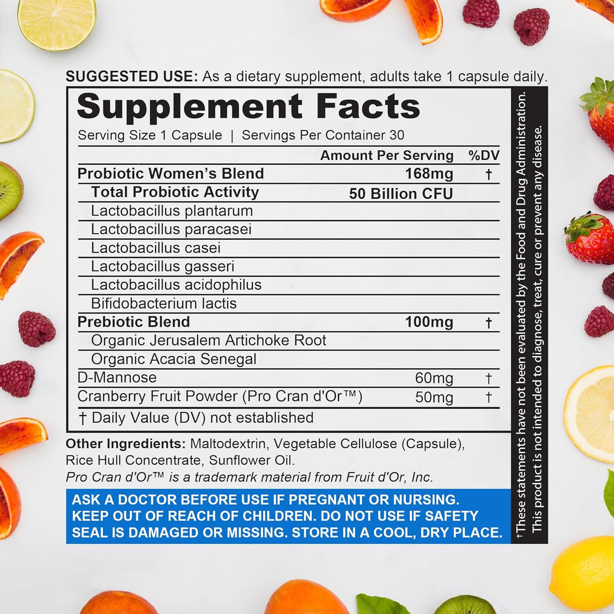 NutraBlast Probióticos vaginales para mujeres digestivos, equilibrio de pH, UT y salud vaginal - 50 mil millones de UFC - 6 cepas, prebióticos, extracto de arándano y D manosa - Probiótico para mujer
