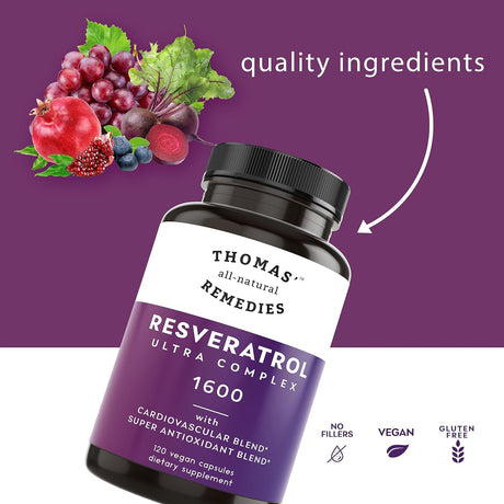 Suplemento Remedies Resveratrol 1600mg antioxidante orgánico