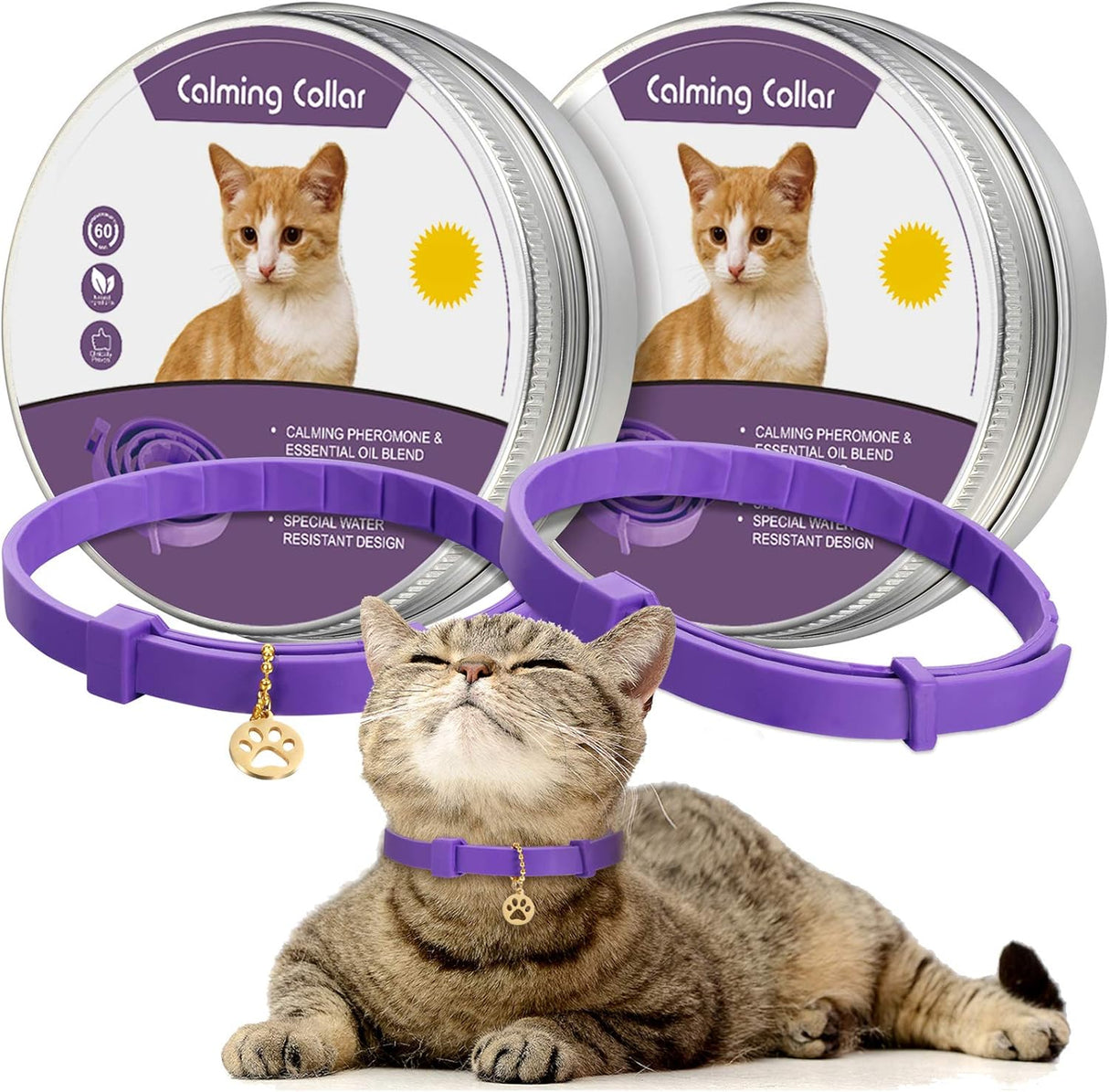 Collar relajante para gato Weewooday con aroma a lavanda