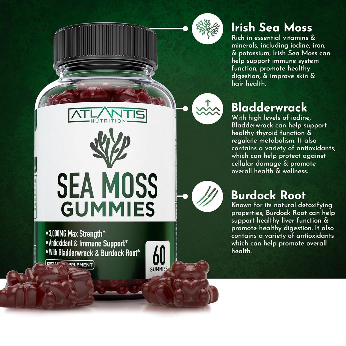 Suplemento musgo marino irlandés 3000 mg Atlantis Nutrition