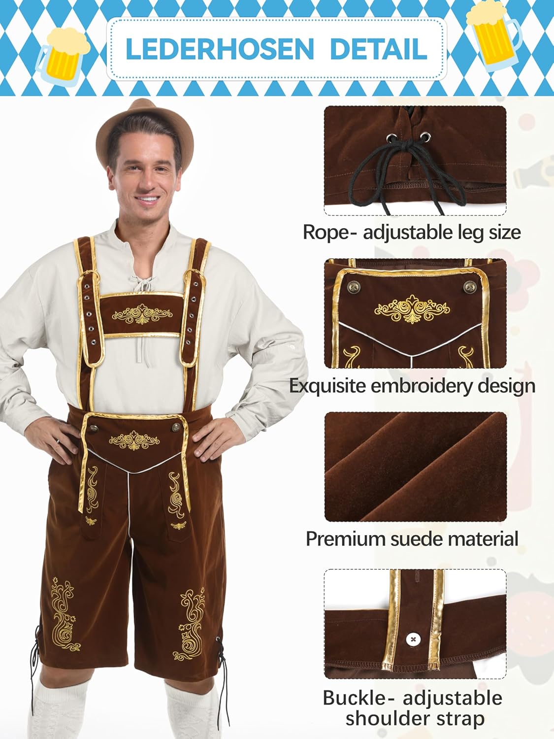 Conjunto Traje Oktoberfest, Lederhosen Bavarian para Hombre