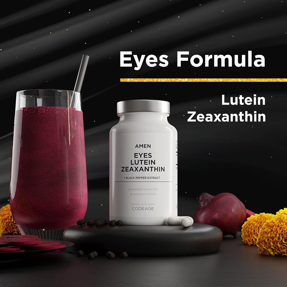 Suplemento de luteína y zeaxantina, raíz de remolacha roja