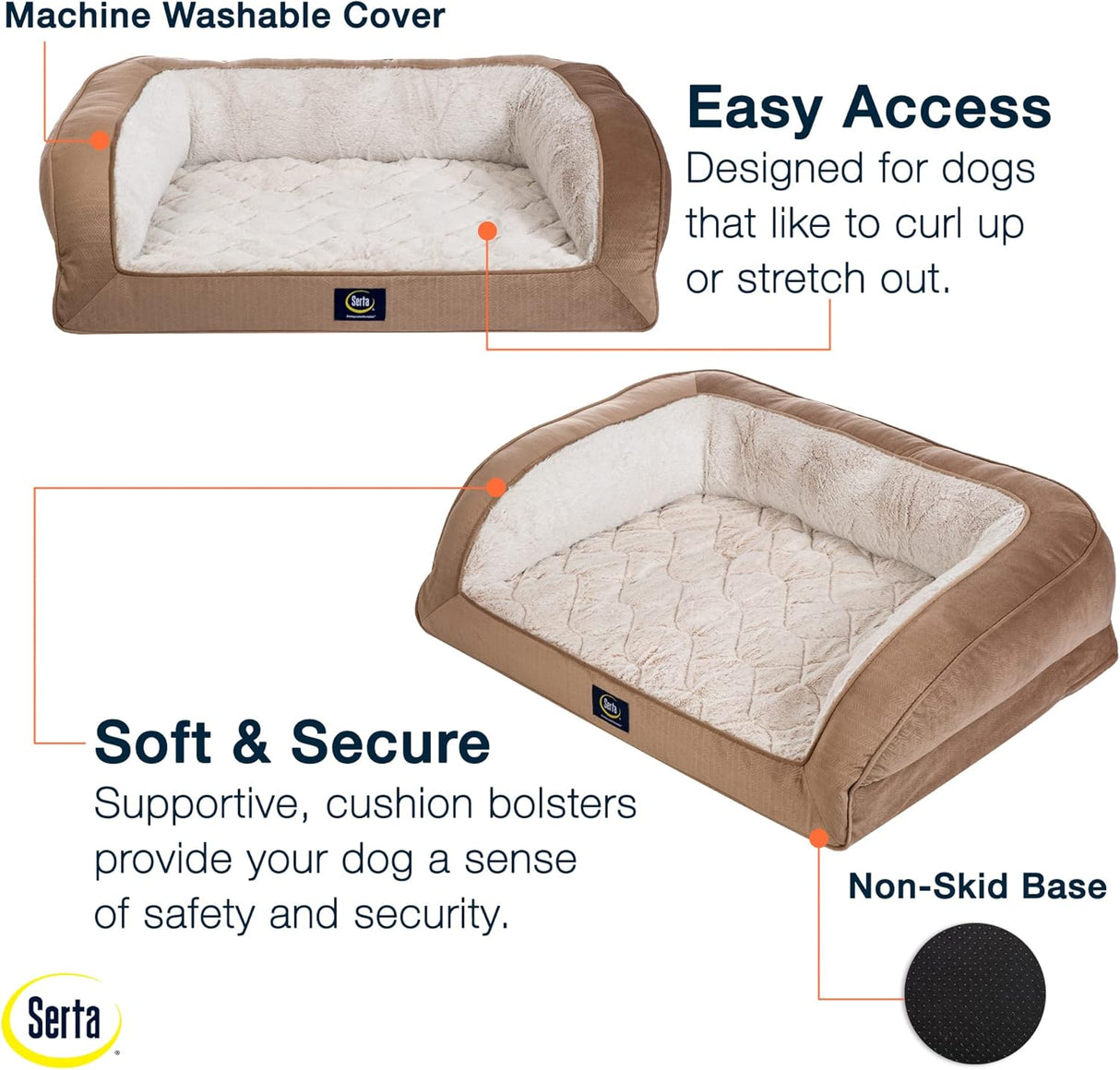 Cama ortopédica acolchada para perros Serta - Grande
