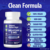 Melatonina 5mg Nature's Perfect Night 200 Tabletas Veganas