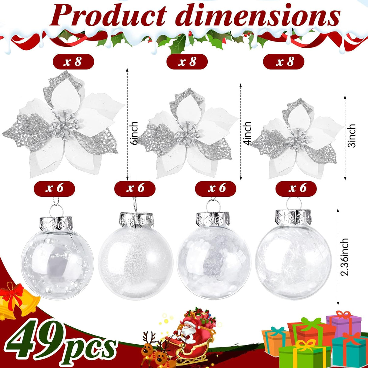 Juego de Decoración de Árbol de Navidad, 49 Pzs, Navidad