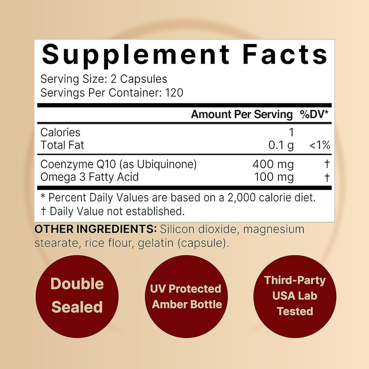 Suplemento CoQ10 400mg NatureBell, Omega 3, 240 Cápsulas