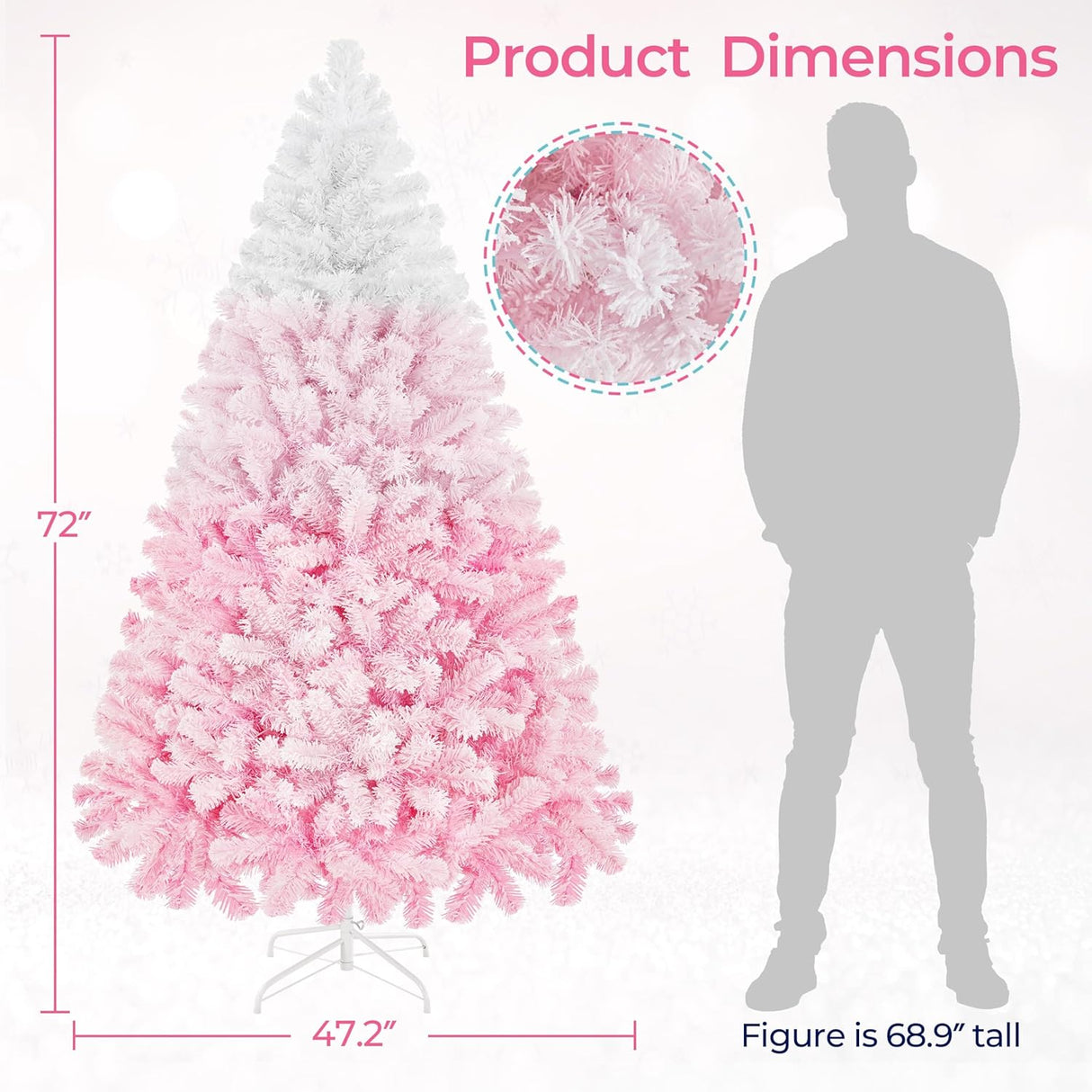 Árbol de Navidad artificial de 6 pies, preiluminado y nevado