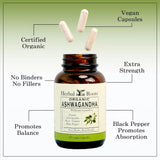 Cápsulas de Ashwagandha Herbal Roots | Fuerza Extra | 60 Veganas