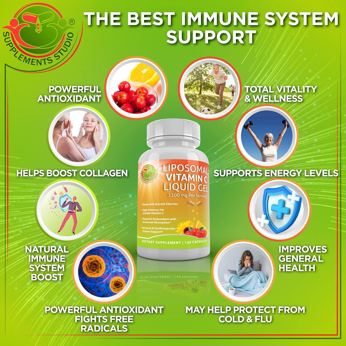 Suplementos de gel líquido de vitamina C liposomal 1100 mg