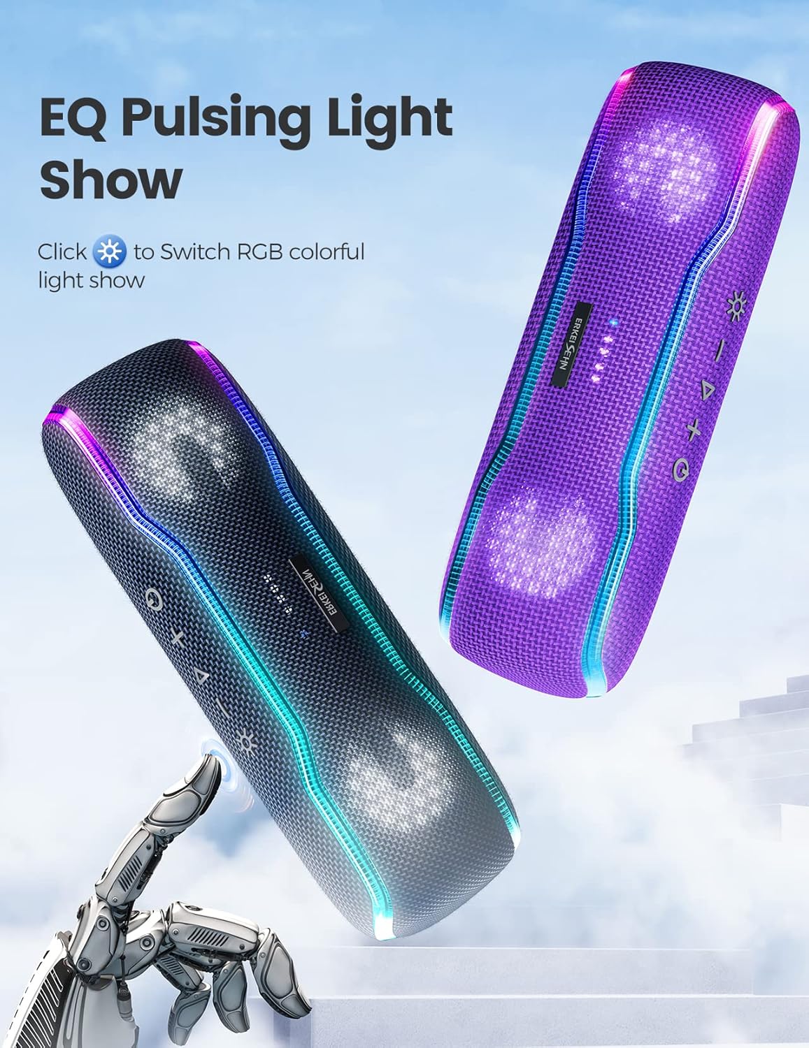 Altavoz Bluetooth IPX7 impermeable con luces y TWS