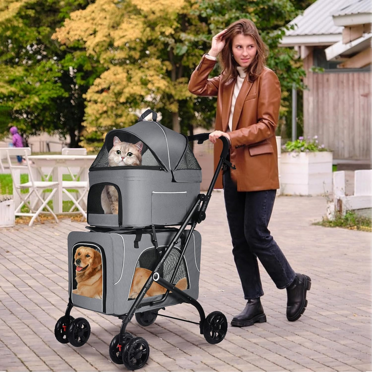 Carro de paseo para mascotas Doble, marca no especificada, 2 bolsas
