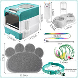 Kit de arenero con alfombrilla para gatos color verde Tioncy