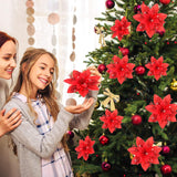 Flores Poinsettia Artificiales, 36 Pcs, Decoración Navidad