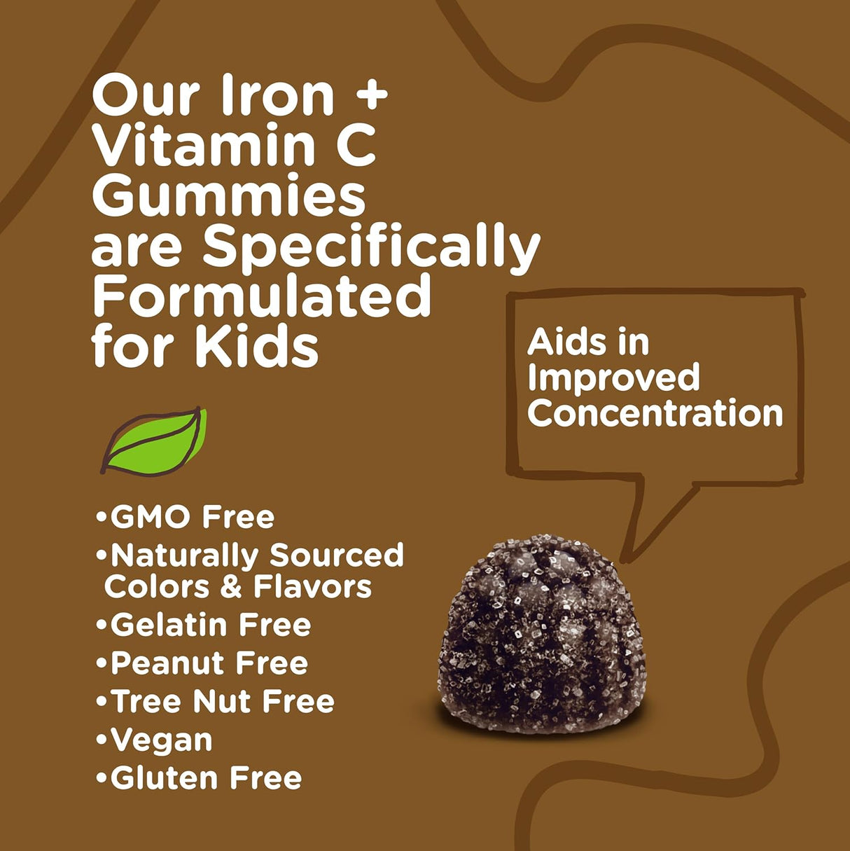 Gomitas de Hierro y Vitamina C para Niños - Veganas, Sin Gelatina
