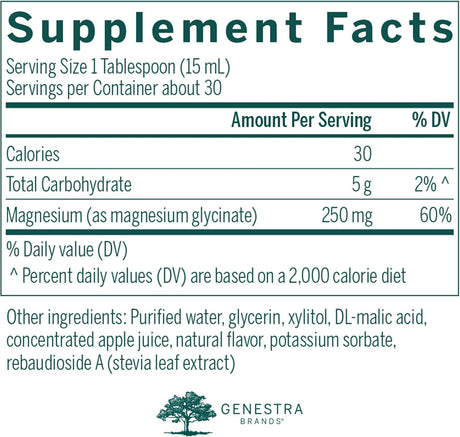 Magnesio Glicinato Líquido Genestra, Función Muscular, 15.2 oz