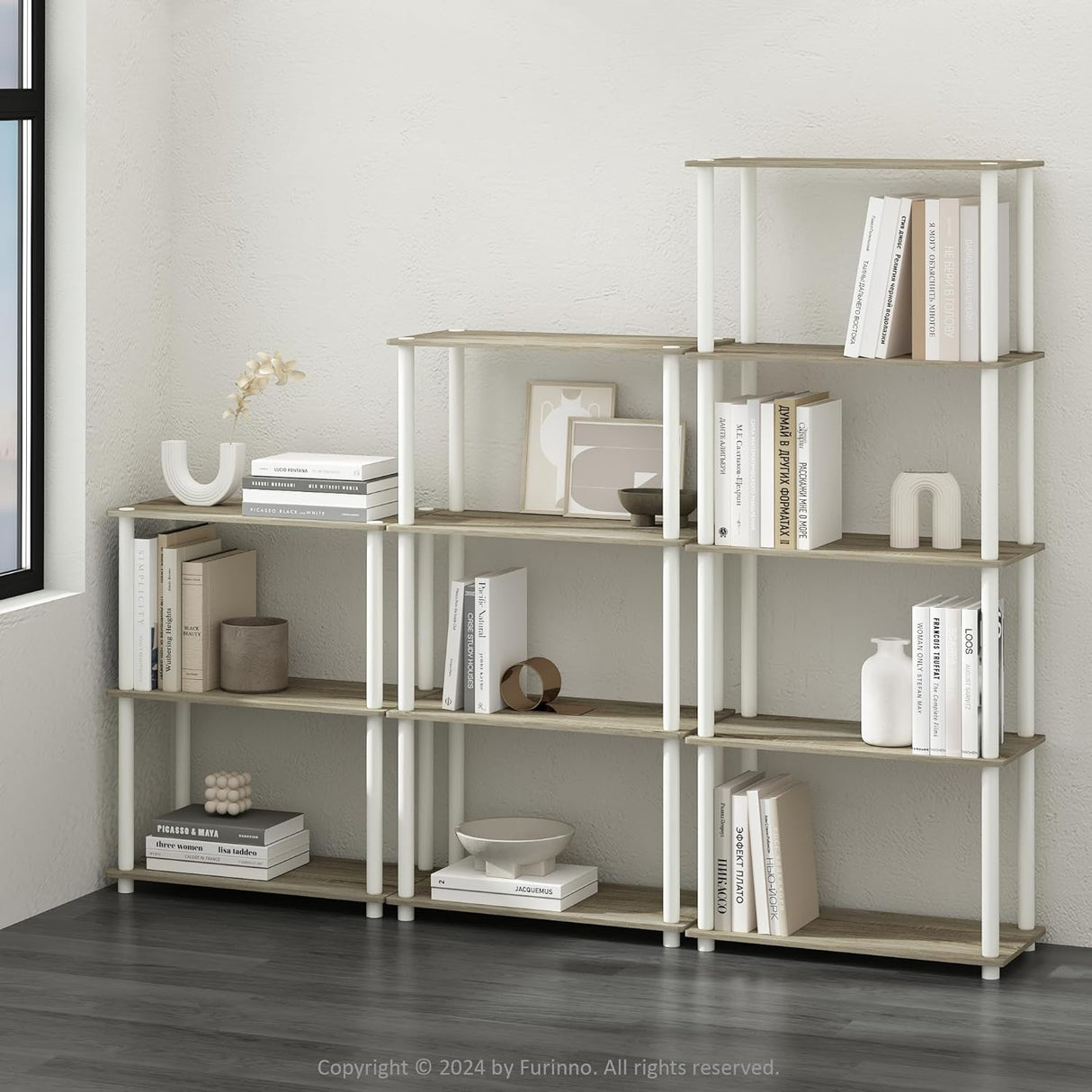 Estantería Multifuncional Furinno 4 Niveles, Tubos Redondos, Modelo