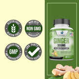 Suplemento orgánicas de raíz de jengibre de 3850 mg 90 und