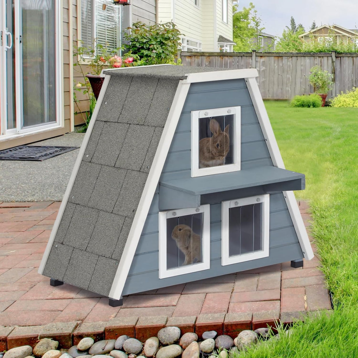 Casa para gatos al aire libre resistente color gris