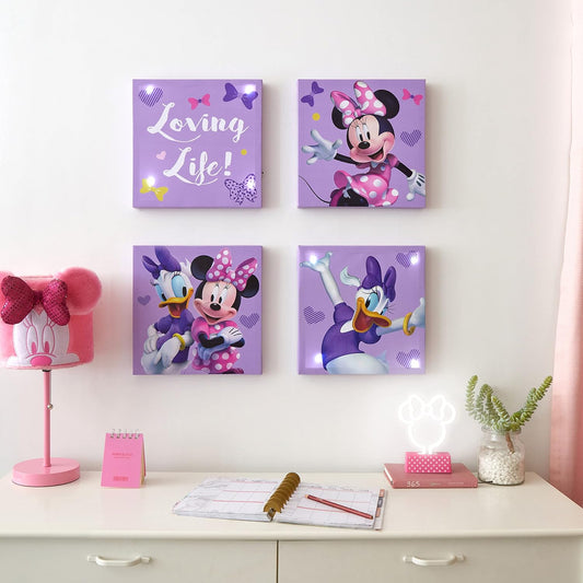 Set de Arte LED de Pared Minnie Mouse, 11"x11" cada pieza