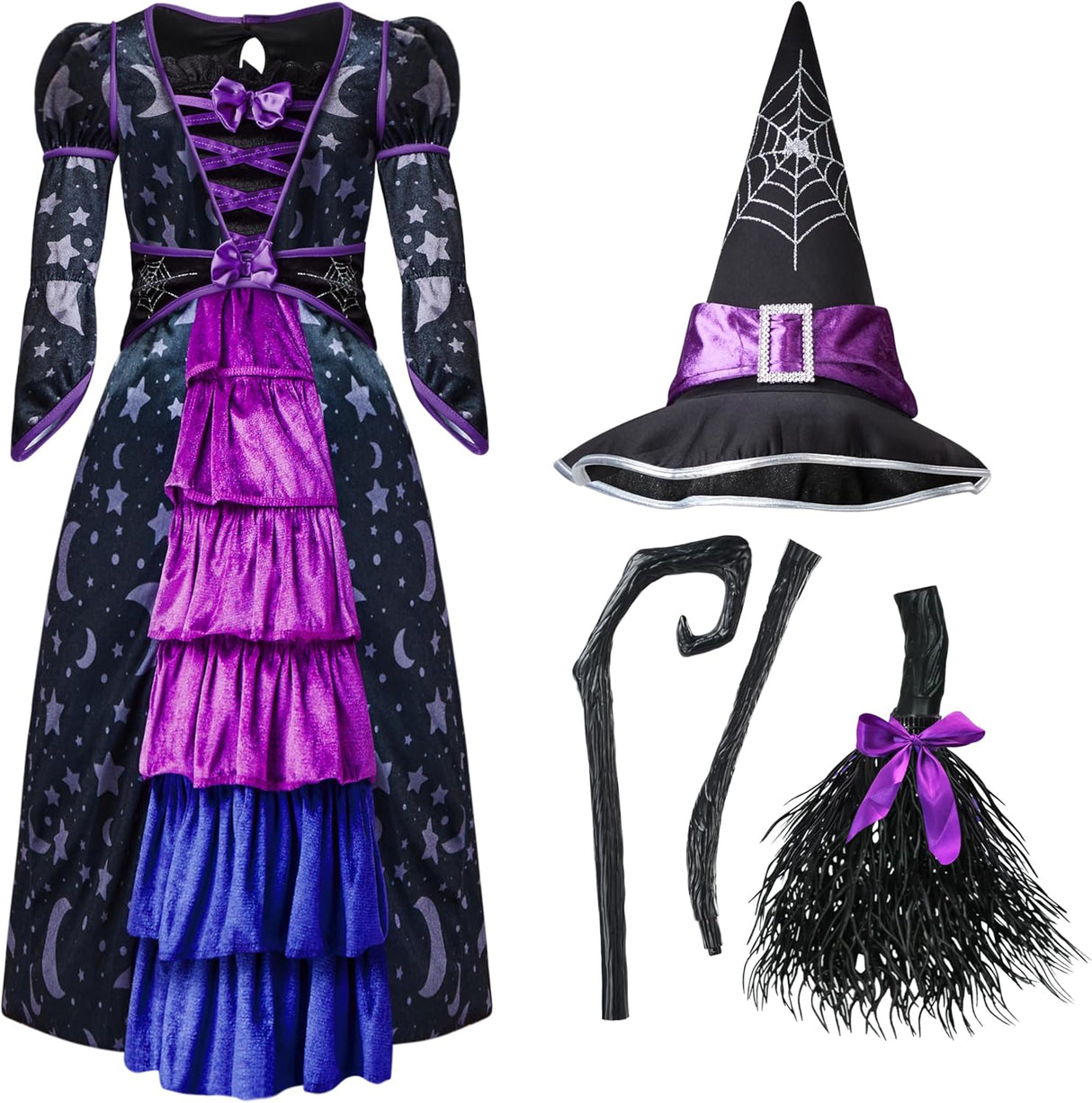 Disfraz de Bruja para Niña Spooktacular Creations con Escoba