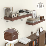 Estantes Flotantes de Madera, Rustic, Set de 2, 36'' x 12