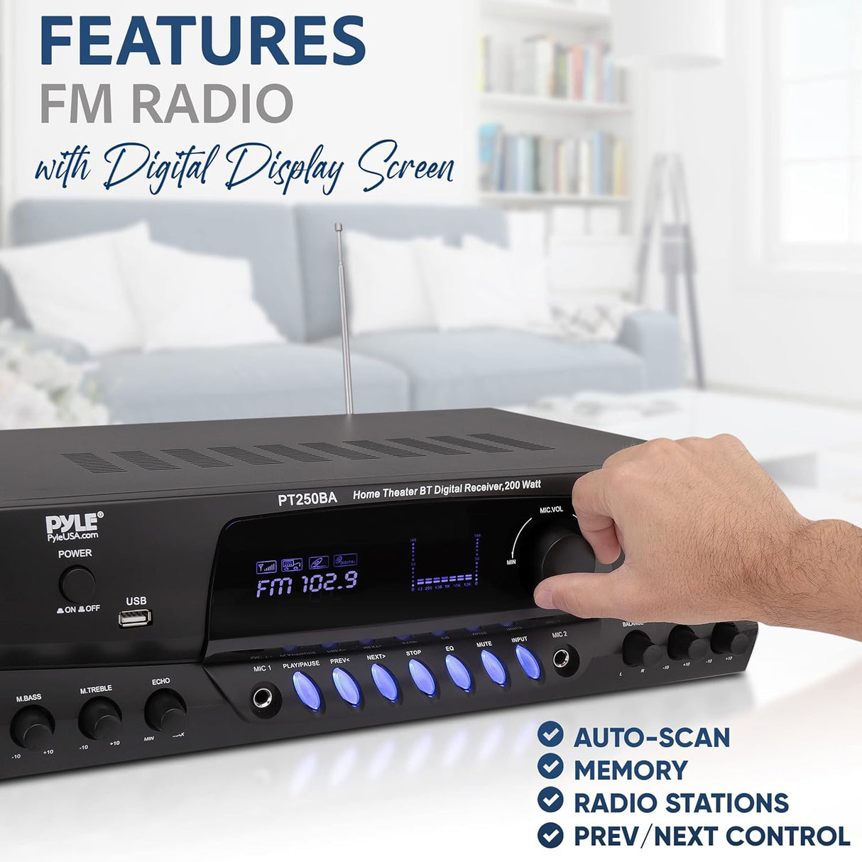 Amplificador de potencia inalámbrico PYLE-HOME PT250BA