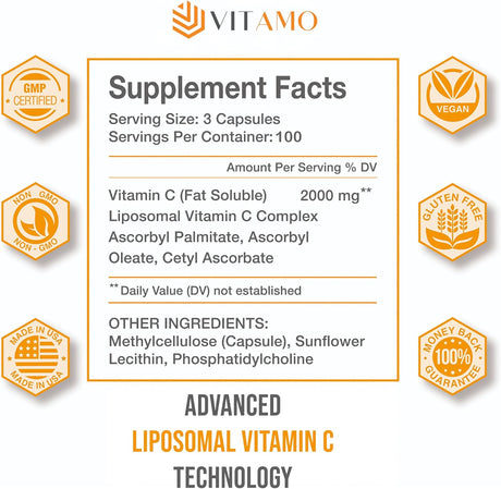 Vitamina C liposomal premium 2000 mg 300 cápsulas  sin OMG
