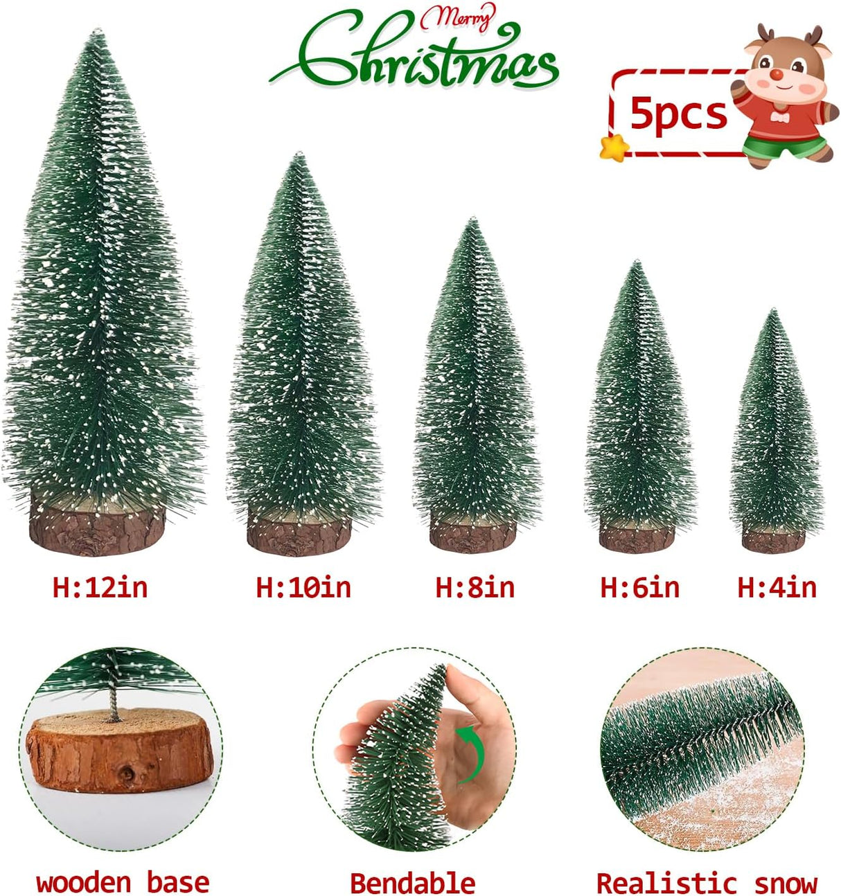 Árboles de Navidad Mini de Cepillo Artificial - Decoración 4-12 in