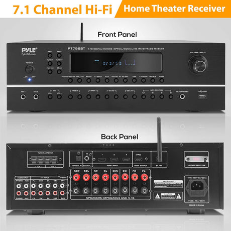 Amplificador estéreo Bluetooth de 7.1 canales Pyle PT796BT