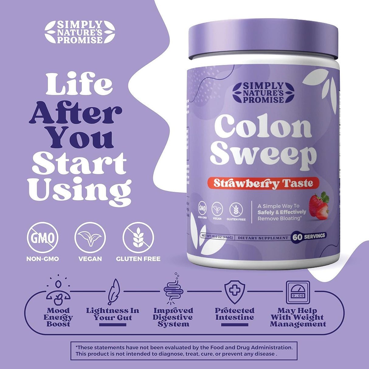Psyllium Husk Colon Cleanser - ColonSweep - Vegan, 16 OZ