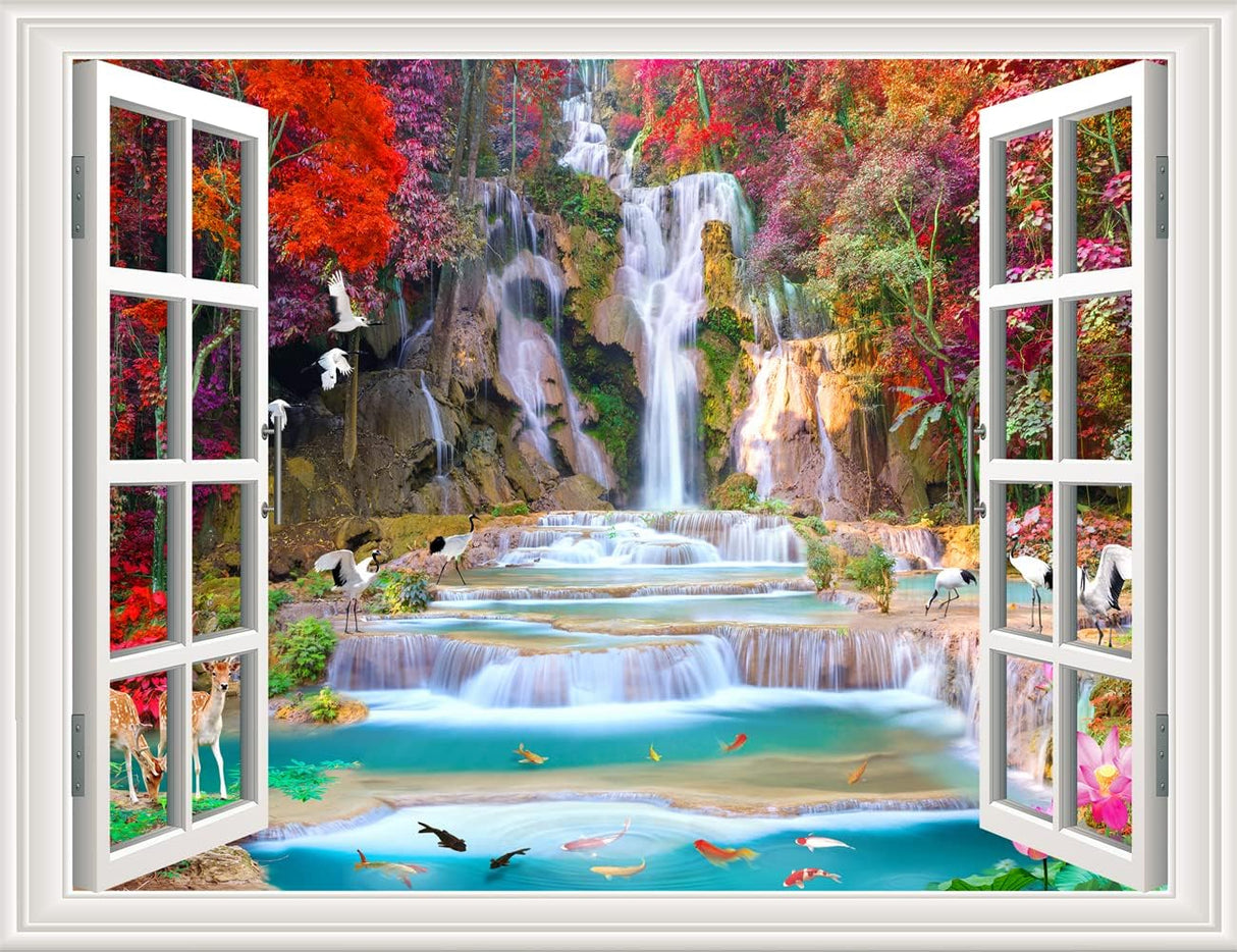 Vinilo adhesivo 3D ventana tropical Palm Trees, modelo 36x48