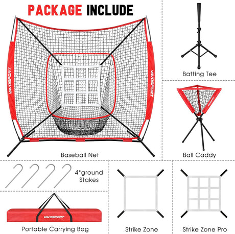 Set de Red de Béisbol 7x7 - Equipo de Entrenamiento Portable