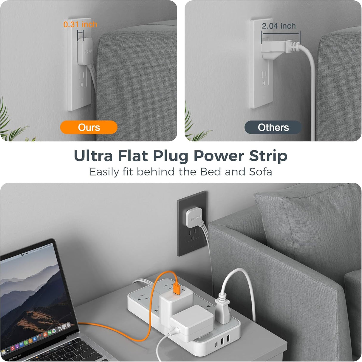 TESSAN - Protector de sobretensiones, cable de extensión