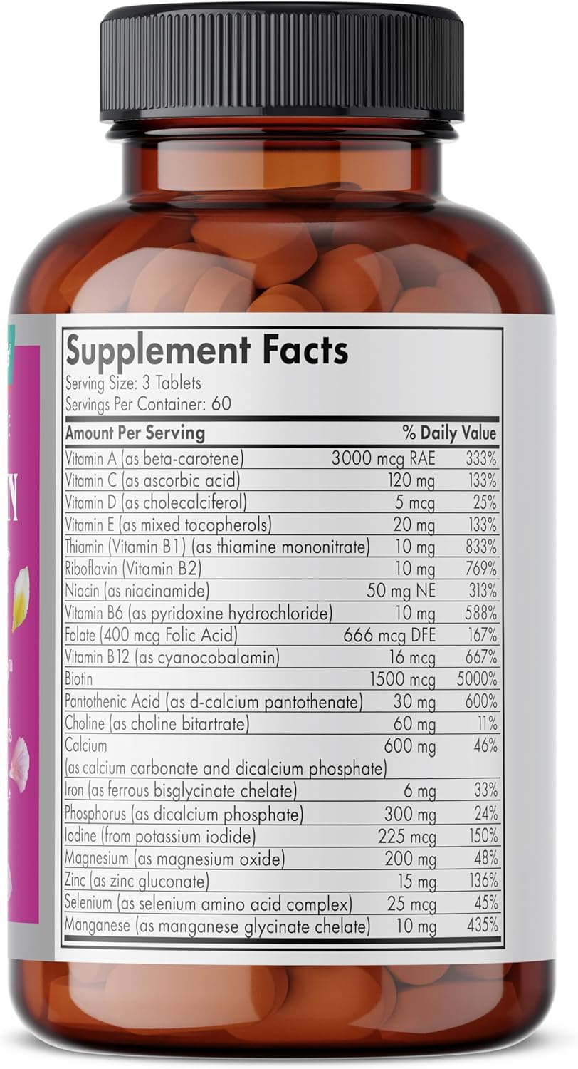 Multivitamina para cabello, piel y uñas con biotina, 180 tabletas