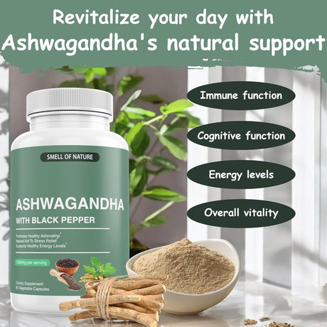 Suplementos de Ashwagandha Nature’s Smell 1300mg 60 Cápsulas