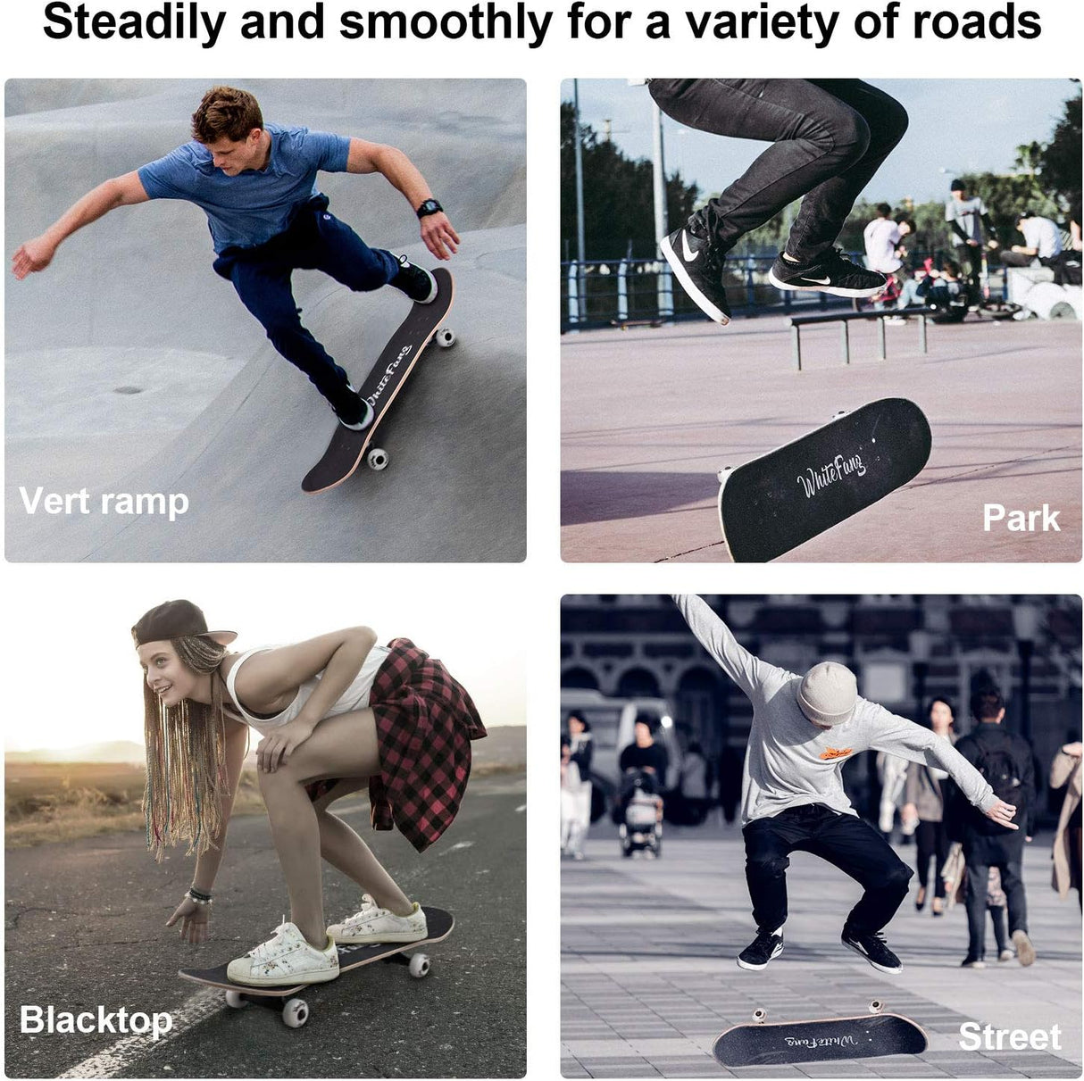 Skateboard Completo 31"x7.88", 7 Capas, Doble Kick, Principiantes