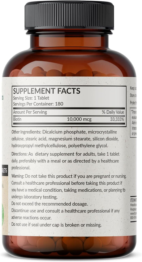 Biotina 10,000 MCG comprimidos alta potencia para cabello, piel y uñas