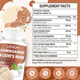 Cápsulas de Ashwagandha y Lion's Mane, Suplemento Cerebral, 90 Caps