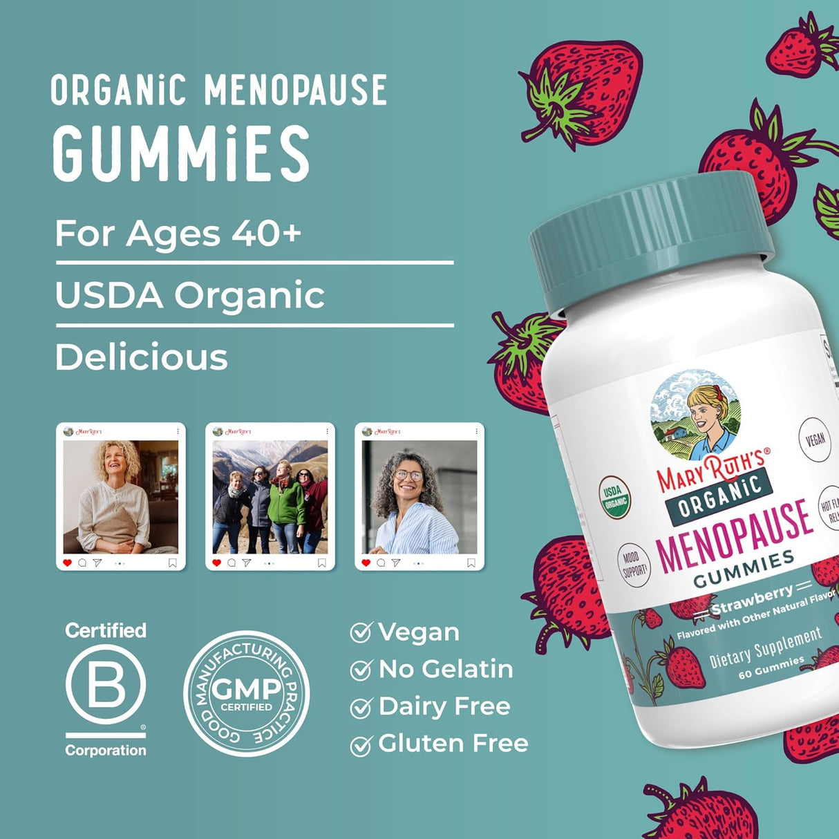Gomas para la Menopausia Orgánicas MaryRuth's, 30 porciones